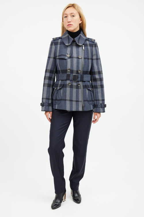 Burberry Blue Wool Nova Check Jacket