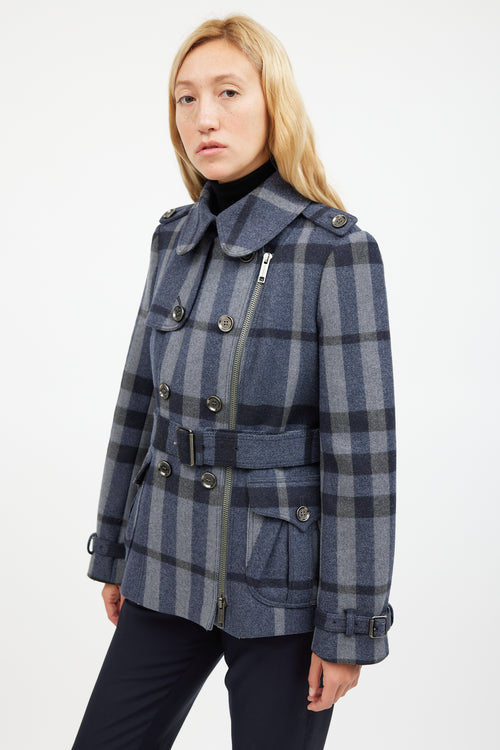 Burberry Blue Wool Nova Check Jacket