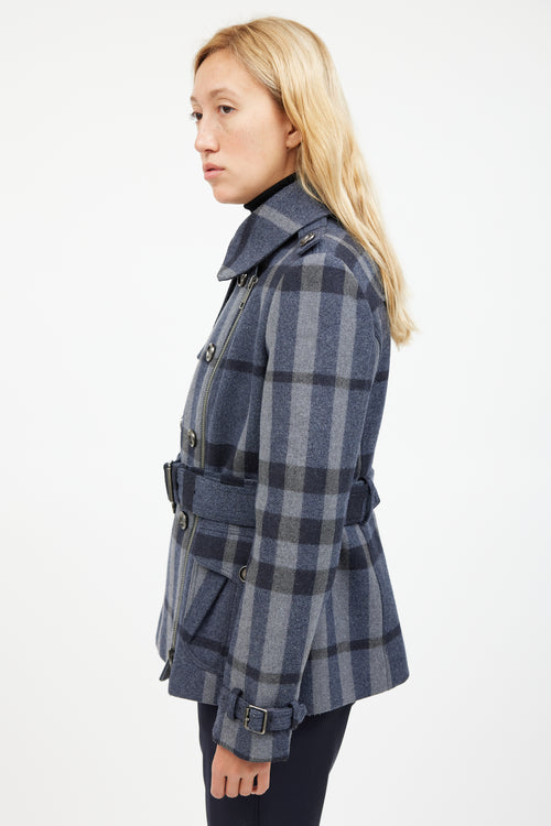 Burberry Blue Wool Nova Check Jacket