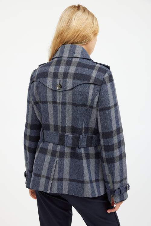 Burberry Blue Wool Nova Check Jacket