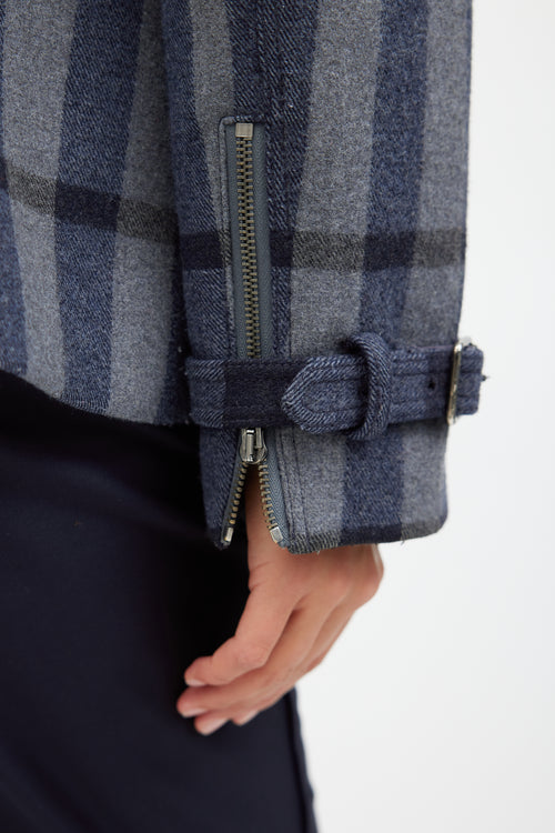 Burberry Blue Wool Nova Check Jacket