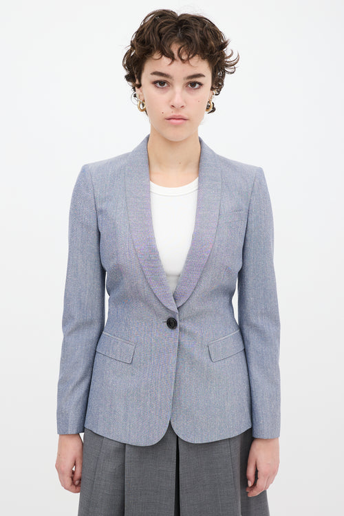 Burberry Blue Wool 
Silk Three Pocket Blazer