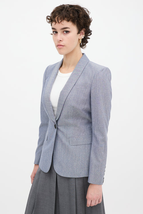 Burberry Blue Wool 
Silk Three Pocket Blazer