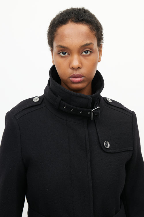 Burberry Brit Black Wool Belted Coat