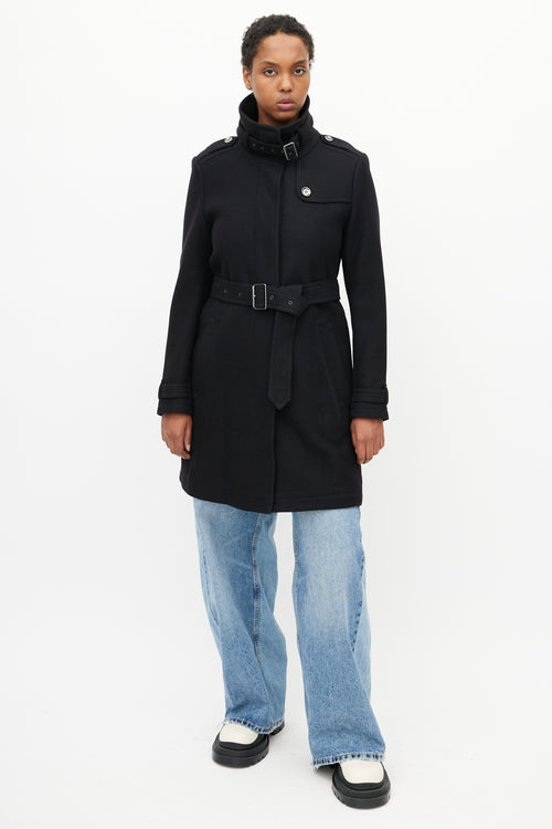 Burberry Brit Black Wool Belted Coat