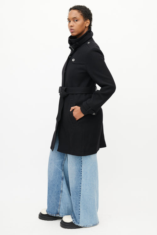 Burberry Brit Black Wool Belted Coat