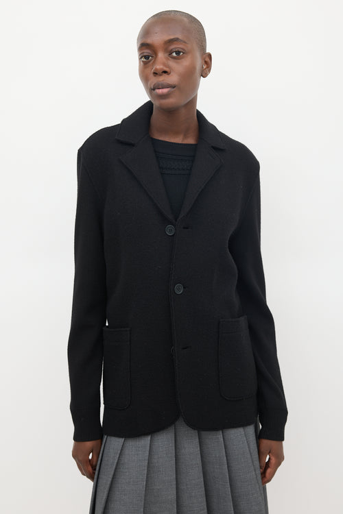 Burberry Brit Black Wool 
Ribbed Sleeve Jacket