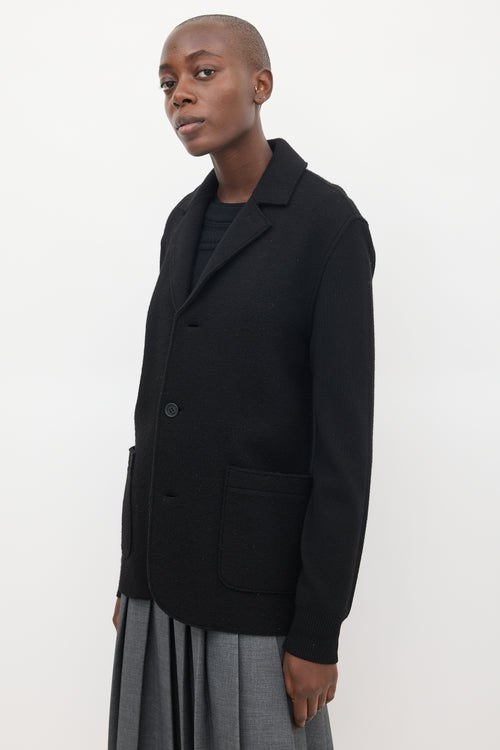 Burberry Brit Black Wool 
Ribbed Sleeve Jacket