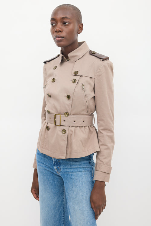 Burberry Brit Brown Cotton Gathered Waist Jacket