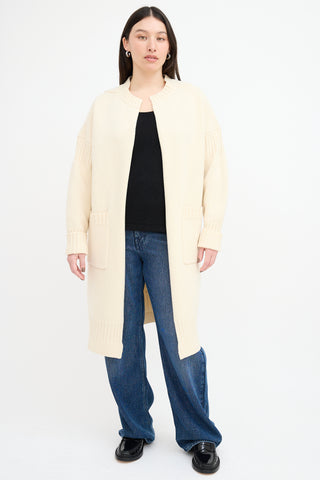 Burberry Brit Cream Long Open Front Cardigan