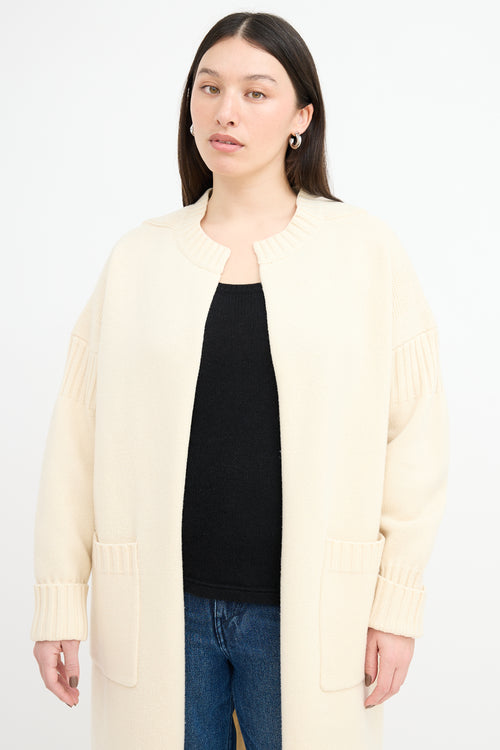 Burberry Brit Cream Long Open Front Cardigan