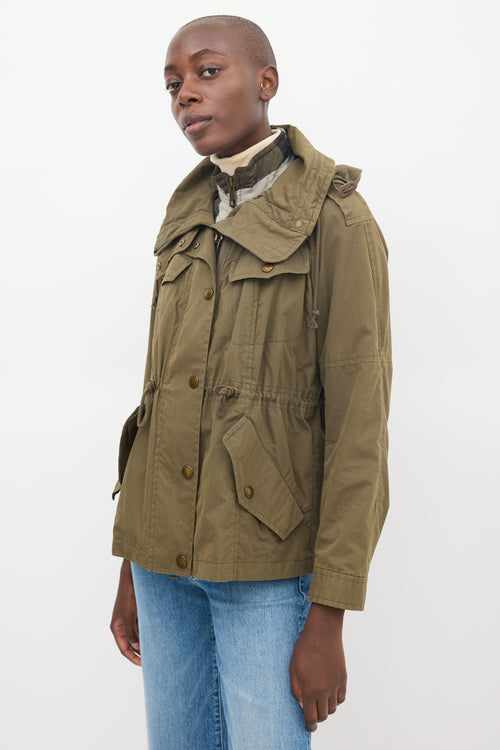 Burberry Brit Green Cotton Modular Hooded Anorak Jacket