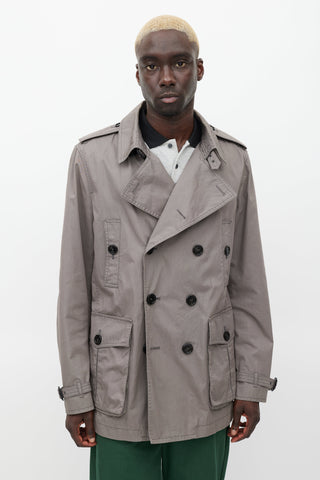 Burberry Brit Grey Cotton Trench Coat