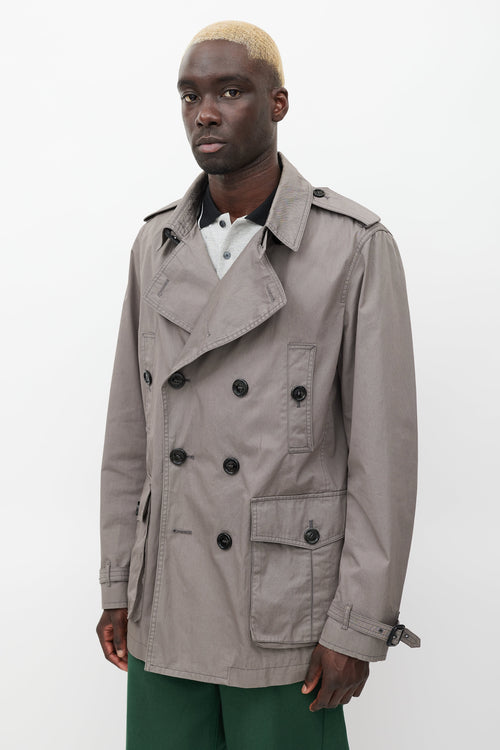 Burberry Brit Grey Cotton Trench Coat