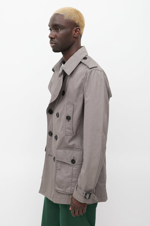 Burberry Brit Grey Cotton Trench Coat