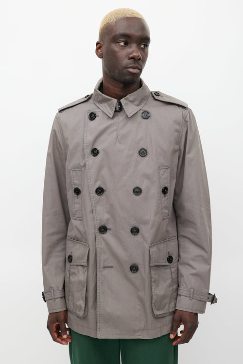 Burberry Brit Grey Cotton Trench Coat