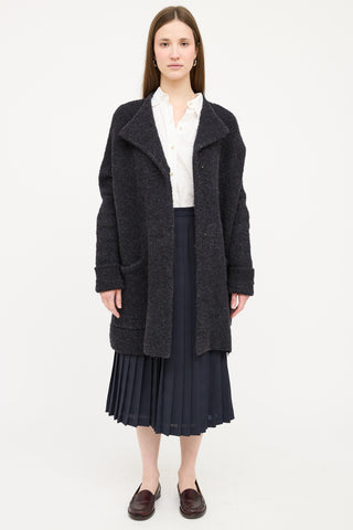 Burberry Dark Grey Wool Boucle Coat