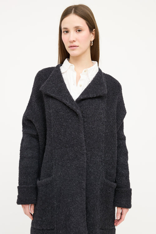 Burberry Dark Grey Wool Boucle Coat