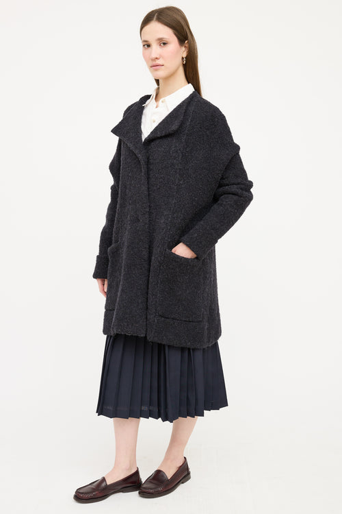 Burberry Dark Grey Wool Boucle Coat