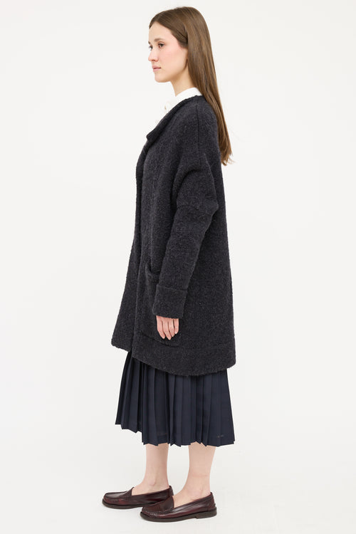 Burberry Dark Grey Wool Boucle Coat