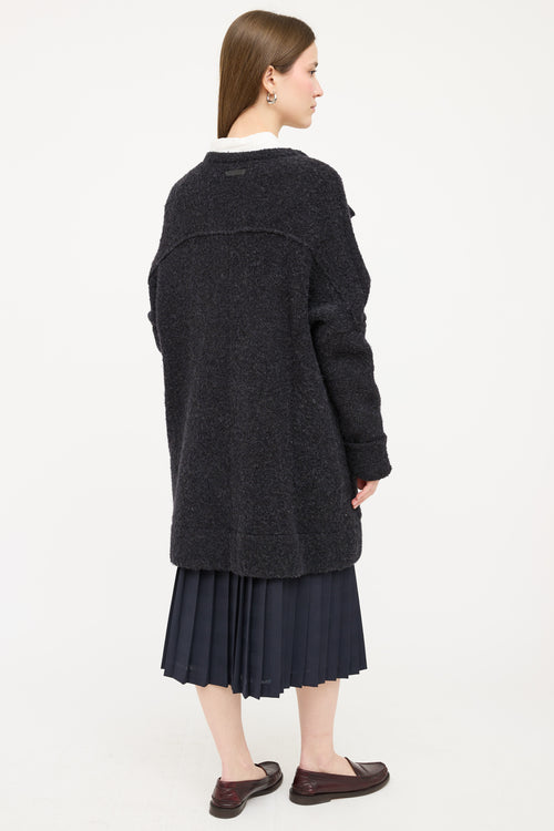 Burberry Dark Grey Wool Boucle Coat