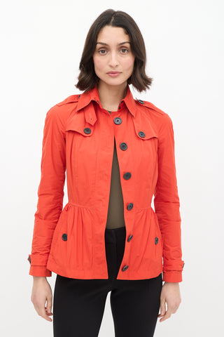 Burberry Brit Orange Nylon Peplum Jacket