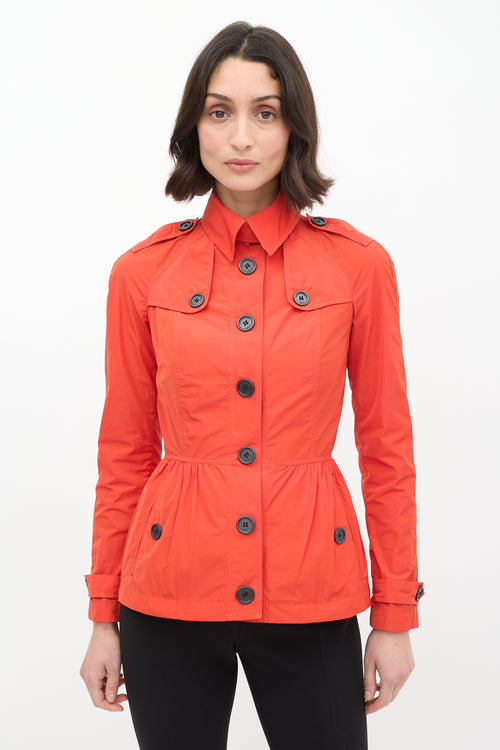 Burberry Brit Orange Nylon Peplum Jacket