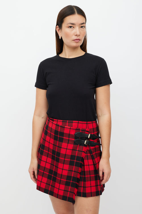 Burberry Brit Red 
Black Tartan Kilt Skirt