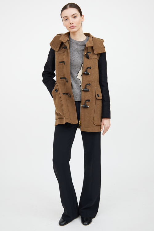 Burberry Beige 
Black Wool Duffle Coat