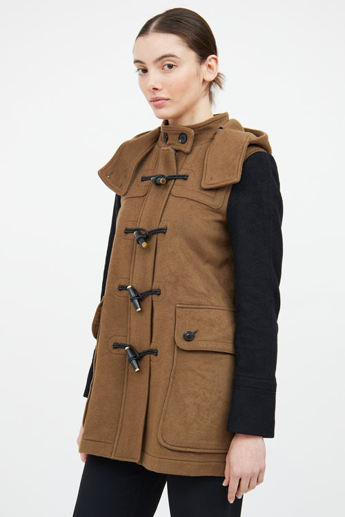 Burberry Beige 
Black Wool Duffle Coat