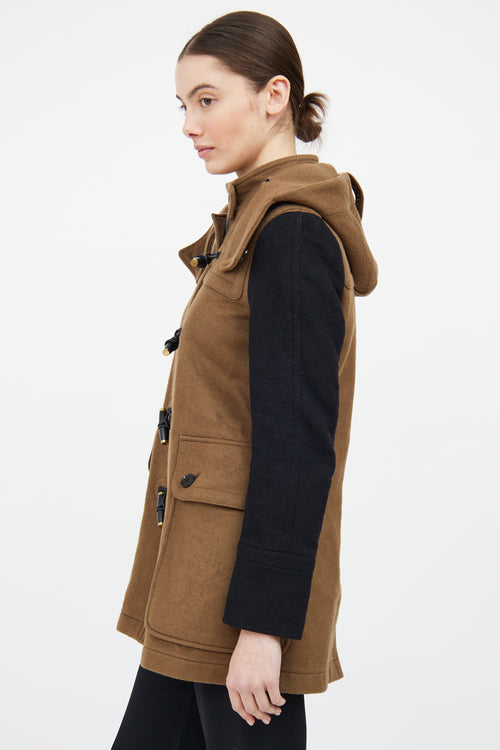 Burberry Beige 
Black Wool Duffle Coat