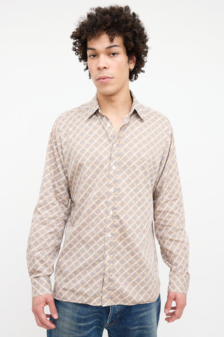 Burberry Brown Belt Print Button Up Shirt