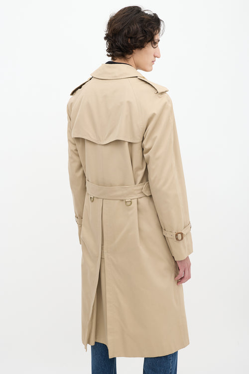 Burberry Beige Belted Double Breasted Trench Coat