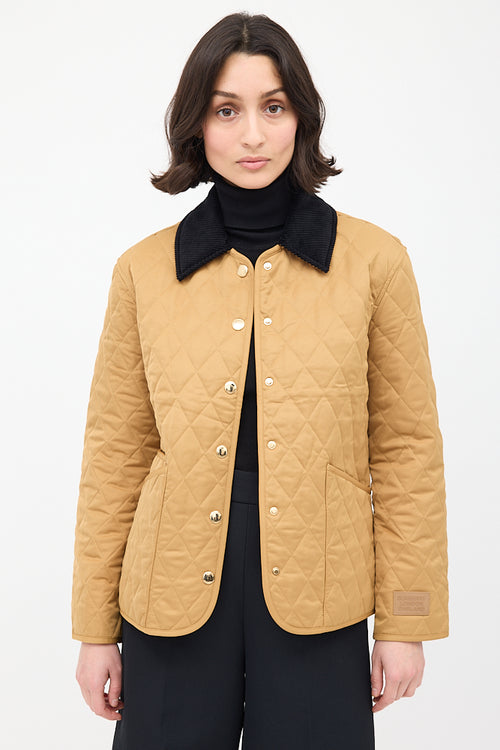 Burberry Brown Corduroy Collar Quilted Jacket