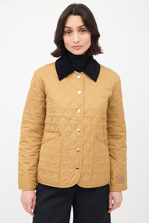 Burberry Brown Corduroy Collar Quilted Jacket