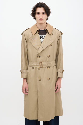 Burberry Beige Detachable Collar Belted Trench Coat