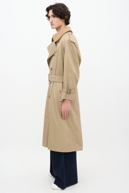 Burberry Beige Detachable Collar Belted Trench Coat