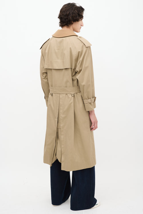 Burberry Beige Detachable Collar Belted Trench Coat