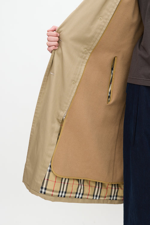 Burberry Beige Detachable Collar Belted Trench Coat