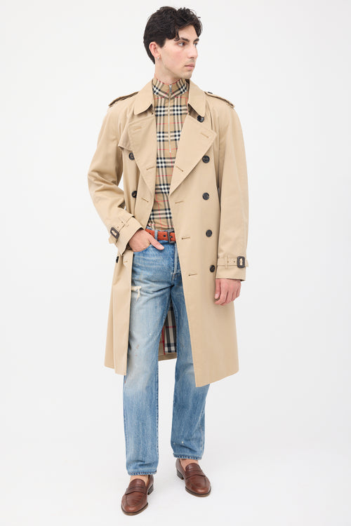 Burberry Brown Double Breasted Belted Trench Coat