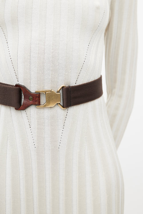 Burberry Brown 
Gold Webbed Belt