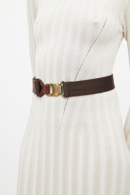 Burberry Brown 
Gold Webbed Belt