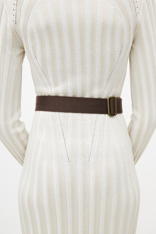 Burberry Brown 
Gold Webbed Belt