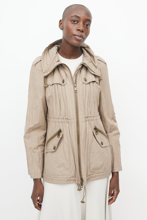 Burberry Brown Hooded Cargo Jacket