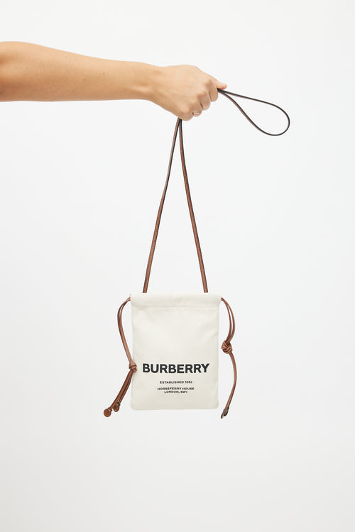 Burberry Beige Horseferry Logo Pouch Bag