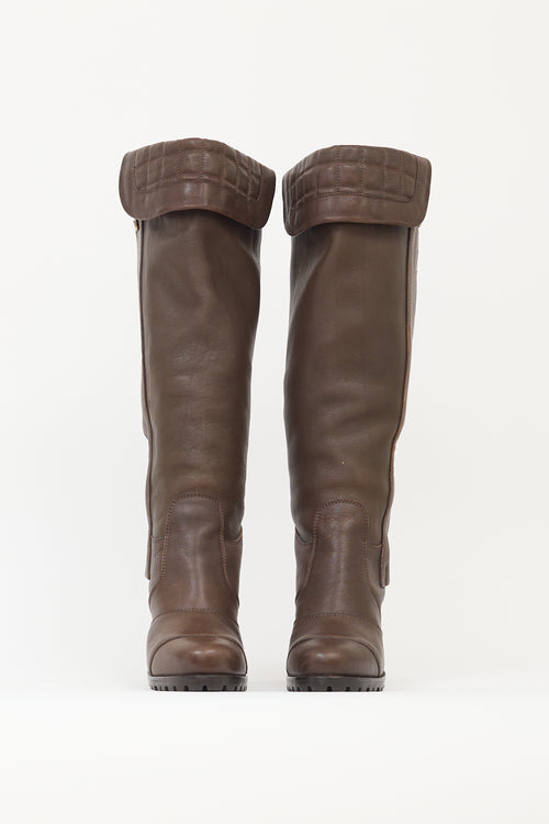 Burberry Brown Leather Knee High Boot