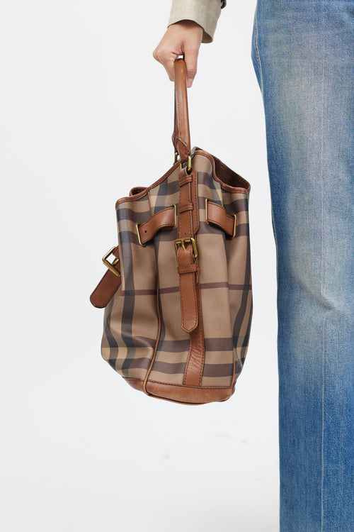 Burberry Brown Leather Plaid Shoulder Bag