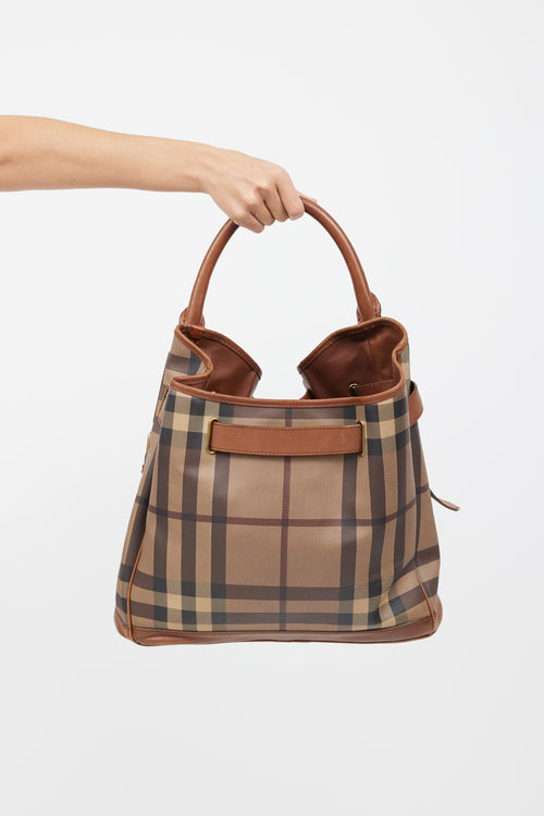 Burberry Brown Leather Plaid Shoulder Bag