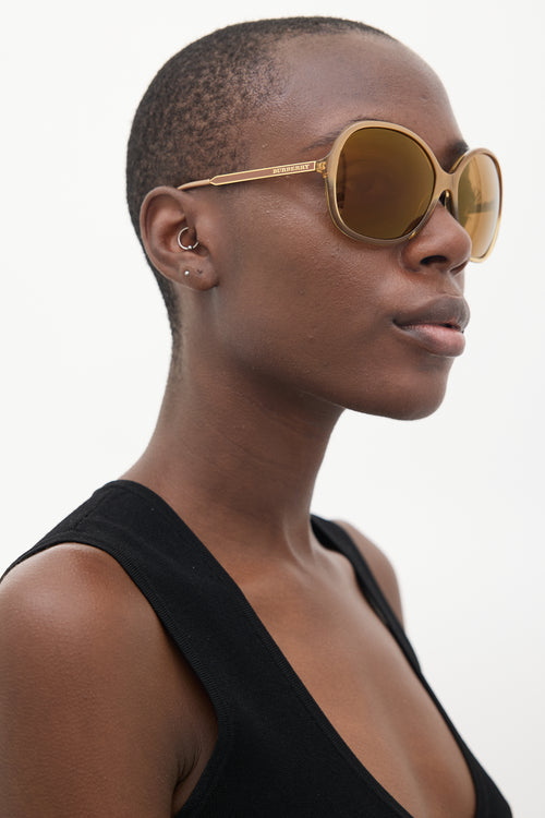 Burberry Gold B4126 Circular Sunglasses