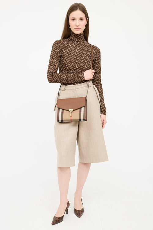 Burberry Brown 
Multicolour Macken House Check Crossbody Bag